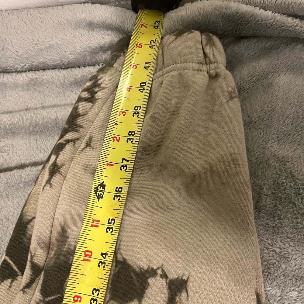 Men’s Tie Dye Jogger Sweatpants Beige Green Elastic Waist Drawstring - Picture 4 of 11
